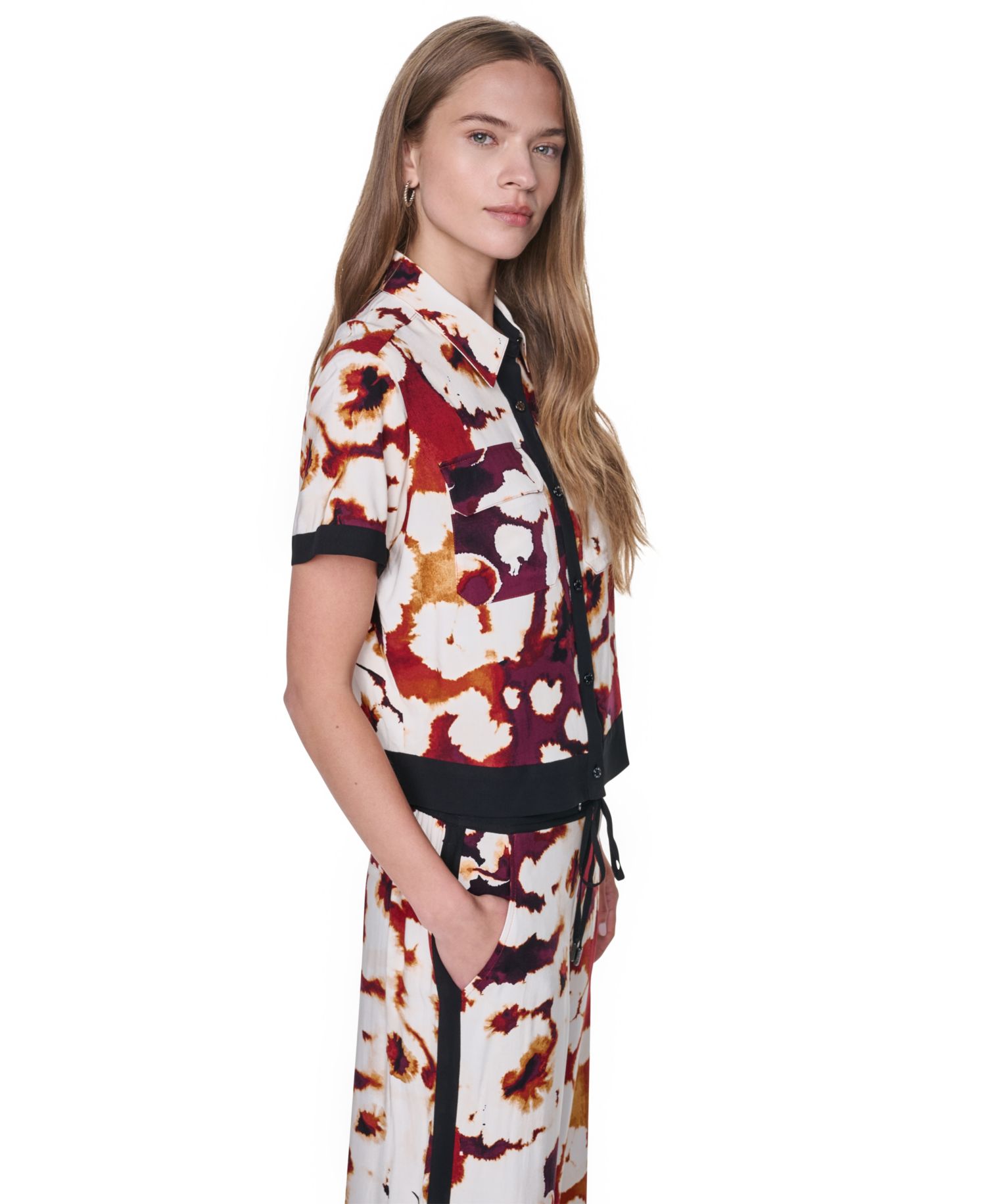 Women's Printed Short-Sleeve Camp Shirt