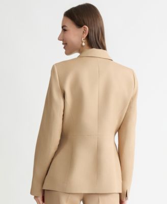 Women's Linen Notched Collar One-Button Blazer