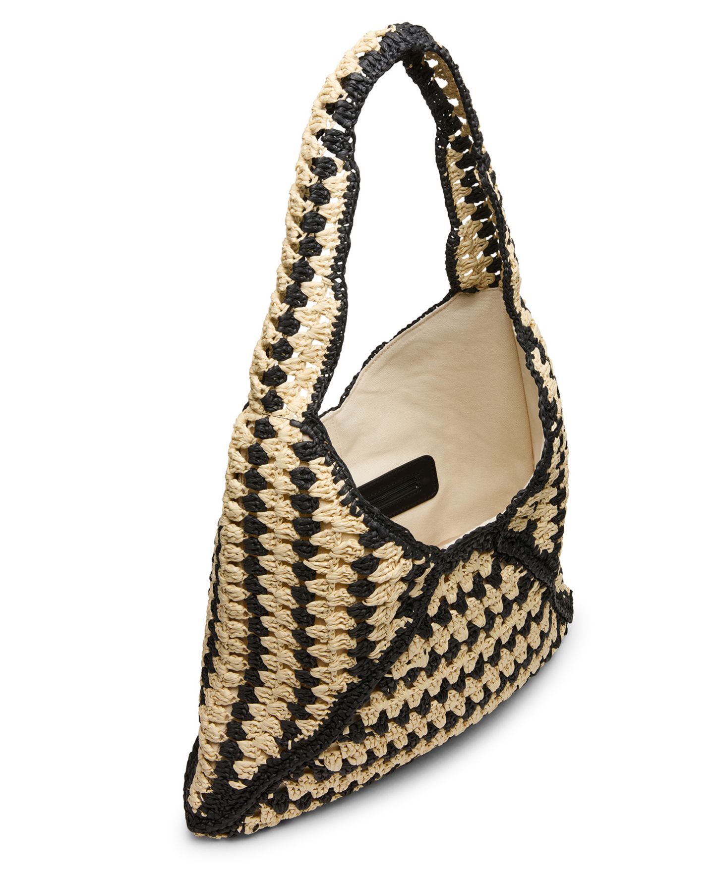 Женская сумка Steve Madden Voodoo Raffia Large Hobo Handbag, цвет: Чёрный — фото 4