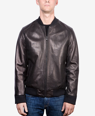 Emanuel Ungaro Men's Perforated Leather Bomber Jacket