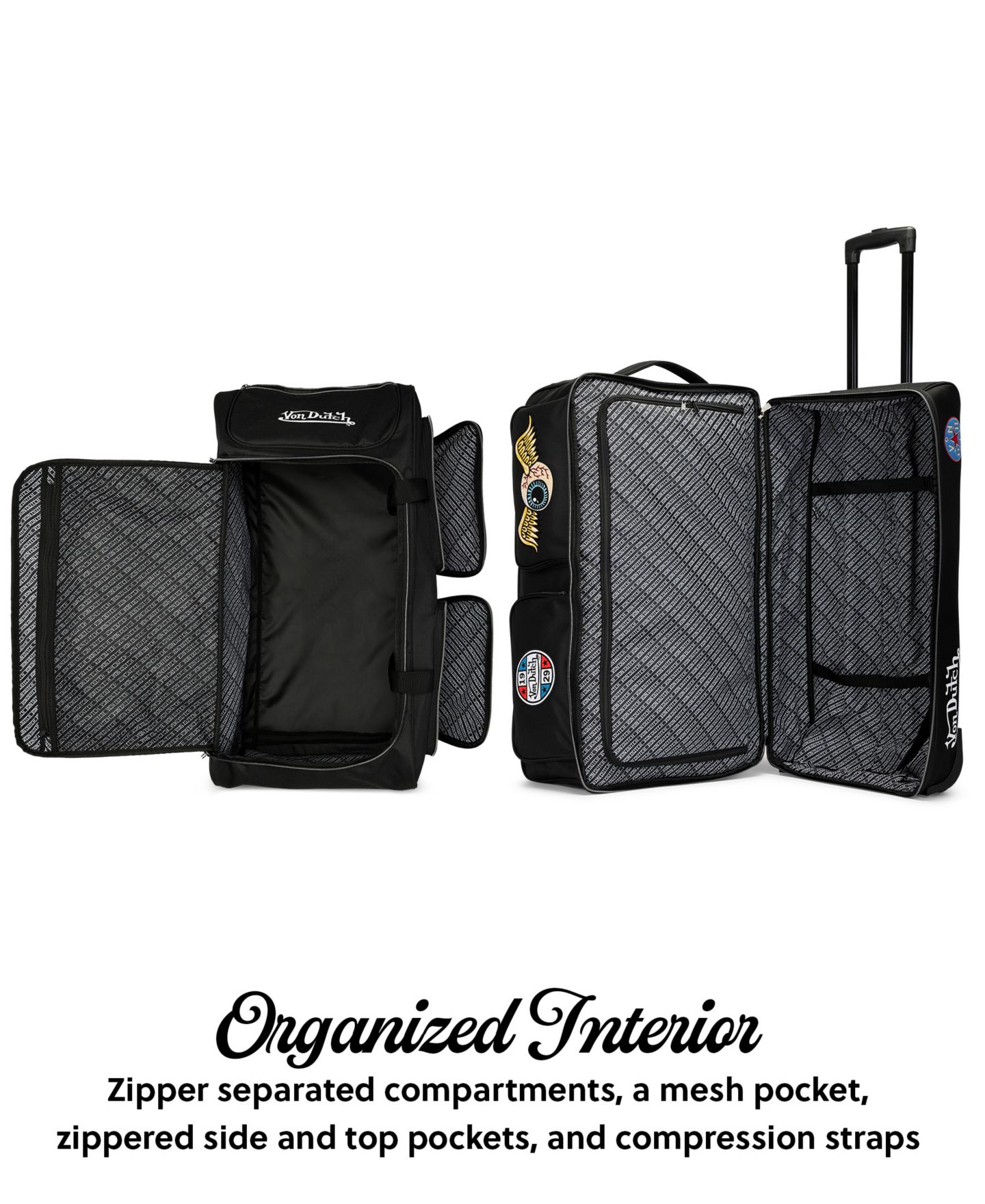 Сумка Von Dutch Signature Patch 28" Checked Rolling Duffel — фото 2