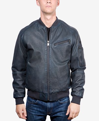 Boston Harbour Vintage Men's Faded Leather Bomber Jacket