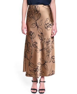 Women's Floral Satin Maxi Skirt