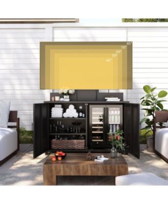 Outdoor Storage Cabinet with TV Mount, Outdoor TV Stand with Storage Cabinet Waterproof
