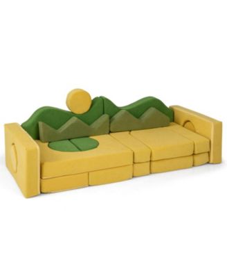 19-Piece Convertible Velvet Foam Play Couch for Toddlers