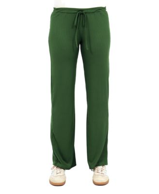 Women's Ribbed Knit Wide-Leg Lounge Pants