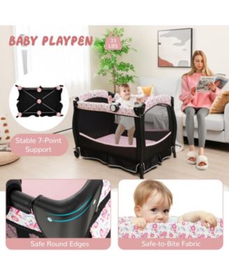 Baby Portable 4-in-1 Pack and Play Nursery Center with Bassinet and Canopy