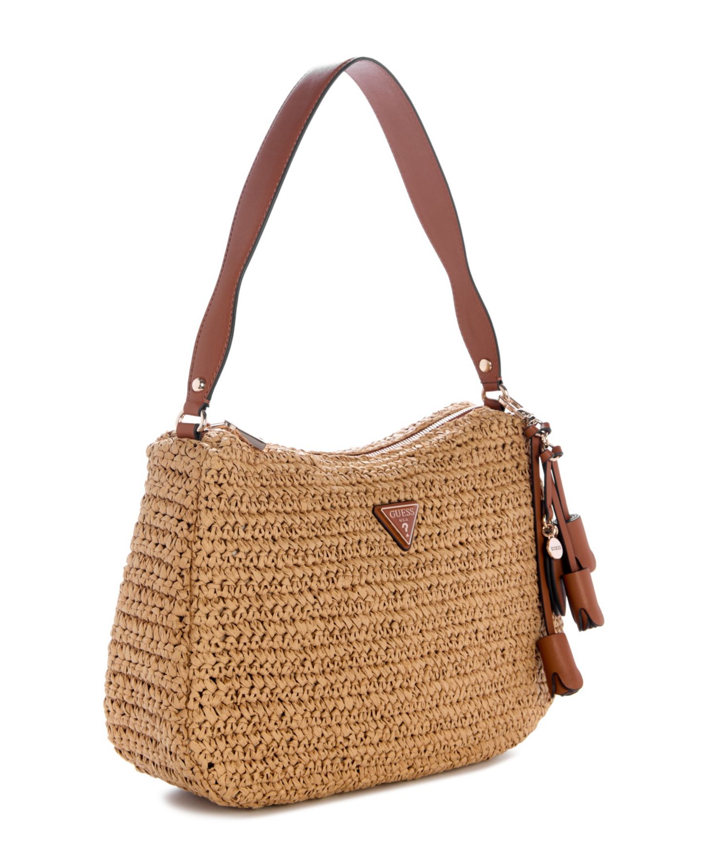 Женская сумка GUESS Ofelia Hobo Large Shoulder Handbag, цвет: Коричневый / Натуральный — фото 3