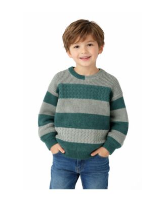 Little Boys Little/ 2-Tone Striped Cotton Rich Knit Pullover Sweater