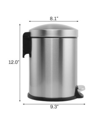 5 Liter / 1.3 Gallon Stainless Steel Step Trash Can with Soft Close Lid for Bathroom, Office, Kitchen, Bedroom