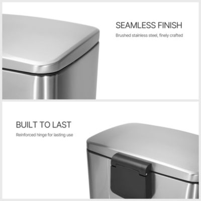 13 Gal./50 Liter Rectangular Stainless Steel Step-on Trash Can for Kitchen