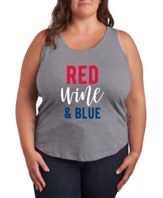 Plus Size Instant Message Red Wine and Blue Racerback Graphic Tank Top