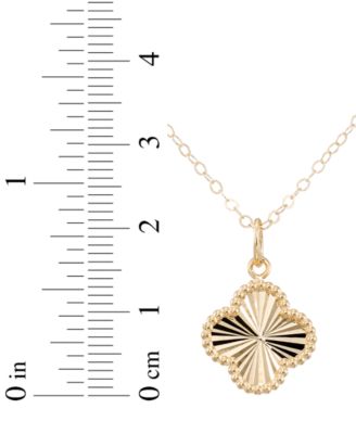 Sunbeam & Polished Reversible Bead Frame Clover 18" Pendant Necklace in 10k Gold