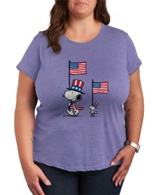 Plus Size Peanuts Snoopy Woodstock Flags Short-Sleeve Graphic T-Shirt