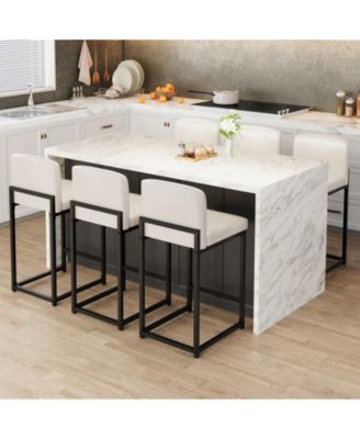Set of 2 Faux Leather Counter Height Bar Stools