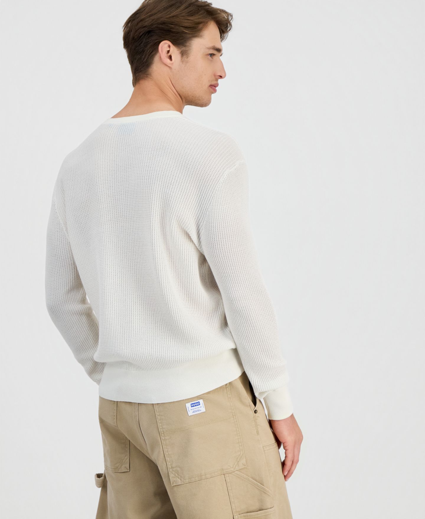 Мужской свитшот Hugo Boss HUGO by Sranger Henley, цвет: Белый — фото 4