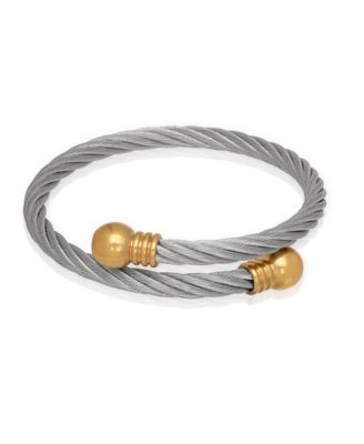 Silver-Plated Bypass Orb Bangle