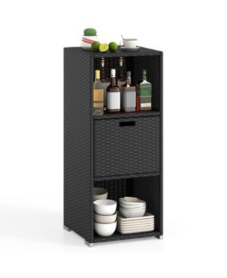 Outdoor Storage Cabinet Patio Wicker Organizer with Drawer