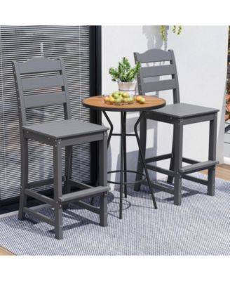 Set of 2 HDPE Bar Stool Tall Chair Backrest Footrest All Weather Patio