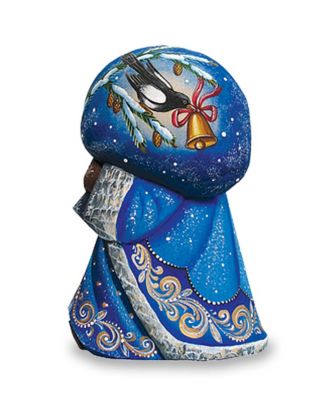 Woodcarved and Hand Painted Santa Midnight Yuletide Chorus with Bag Figurine