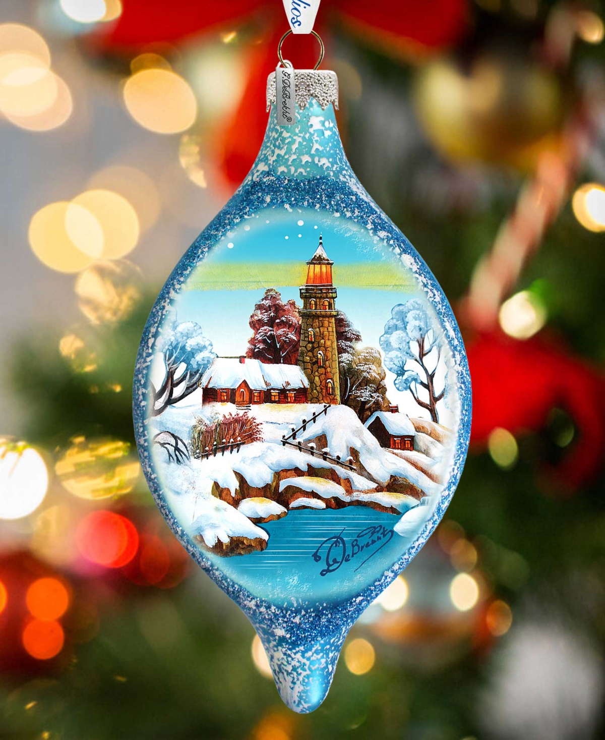 G.DeBrekht Lighthouse Glass Ornament Holiday Splendor