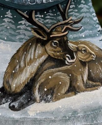 Woodcarved and Hand Painted Santa Moose Father Frost Santa Figurine