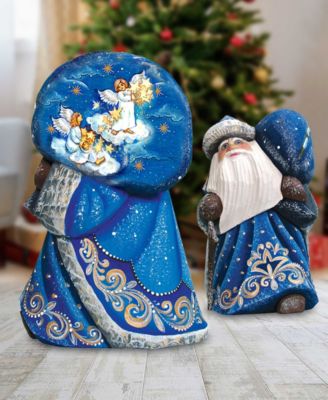 Woodcarved Hand Painted Raising Star Santa Figurine