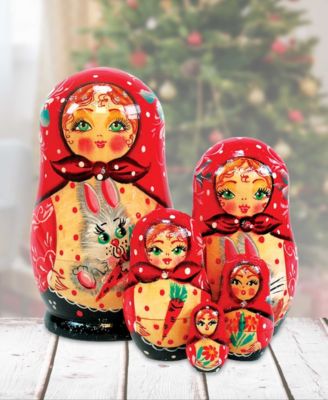 5 Piece Bunny Russian Matryoshka Nested Doll Set
