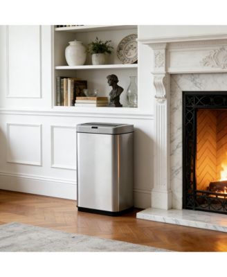 50L / 13 Gallon Butterfly Lid Stainless Steel Touchless Sensor Trash Can with Silent Close for Kitchen