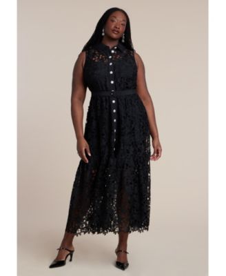 Women's Lace Dress With Buttons and Collar