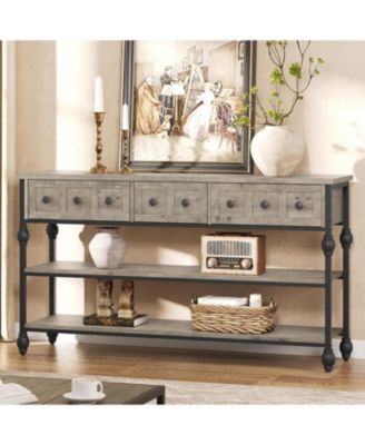 53" 3-Tier 3-Drawer Console Sofa Table (Hallway/Living Room)