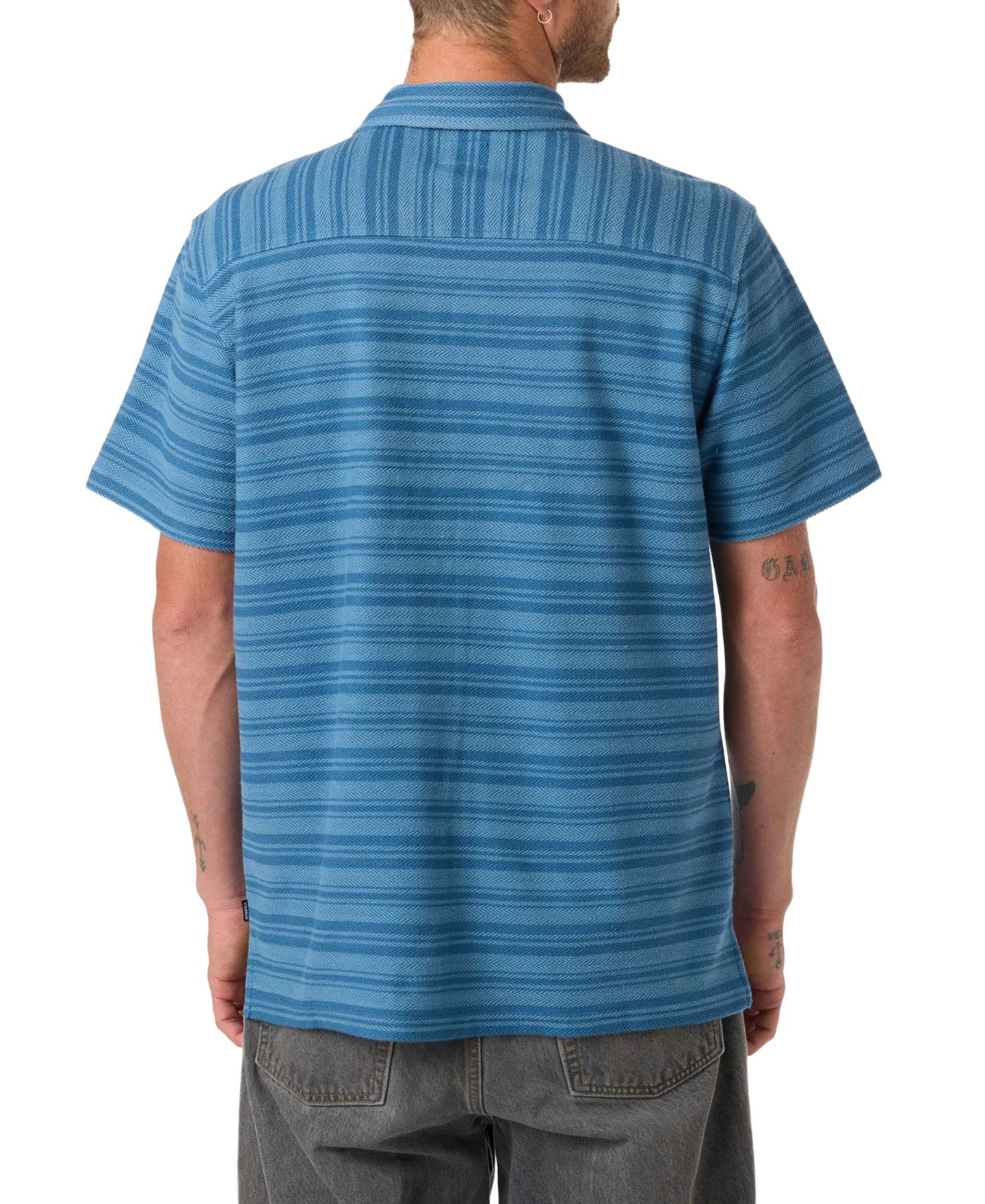 Мужская рубашка O'Neill Striped Herringbone Camp Collar, цвет: Синий — фото 4