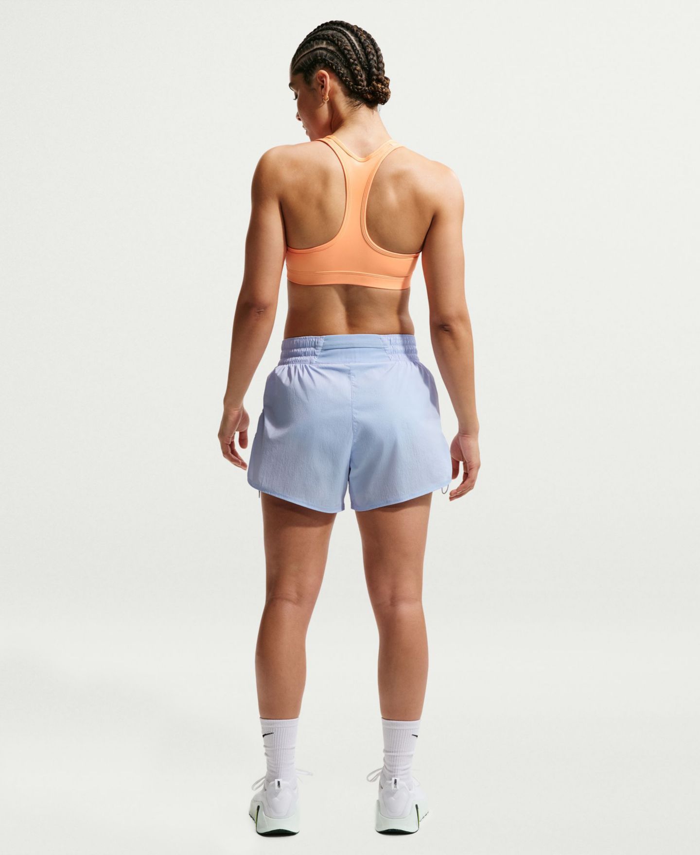 Женские шорты Nike One Dri-Fit Brief-Lined High-Waist, цвет: Синий / Белый — фото 5