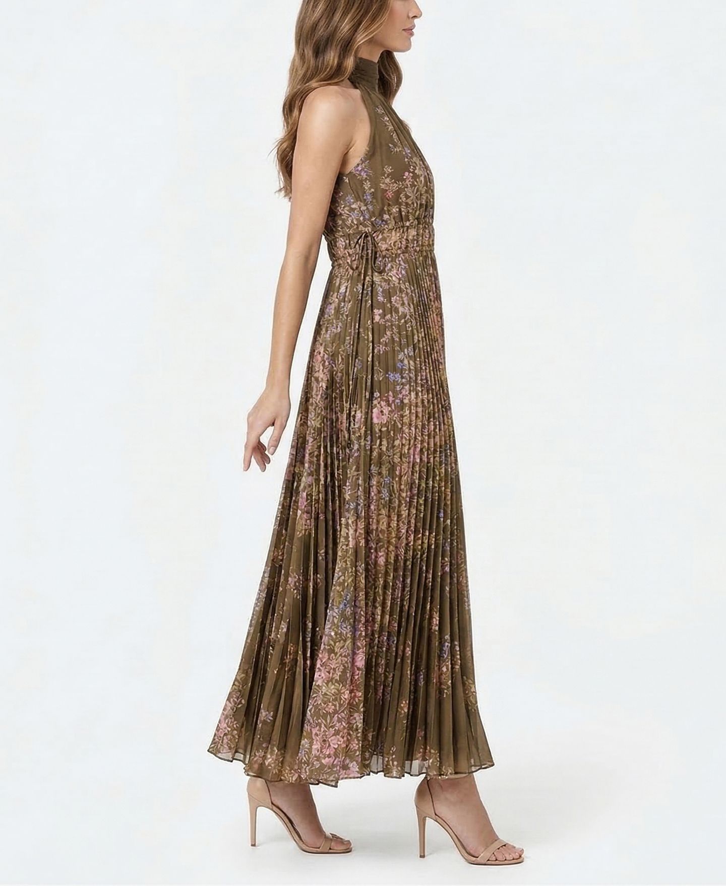 Женское платье Taylor Floral Pleated Mock Neck, цвет: Оливковый розовато-лиловый — фото 2