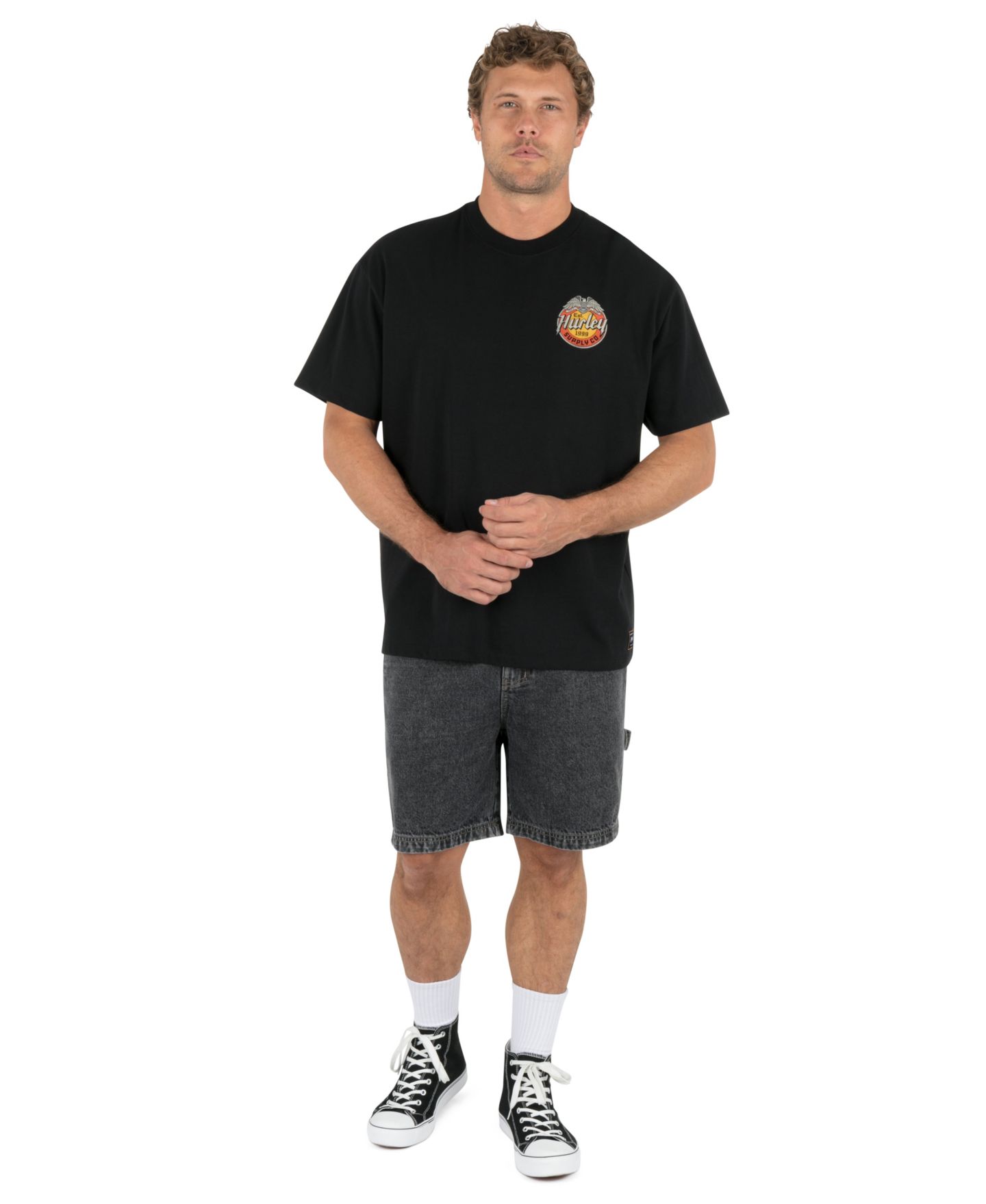 Мужские шорты Hurley Regular-Fit Denim Shorts, цвет: Чёрный варёный — фото 2