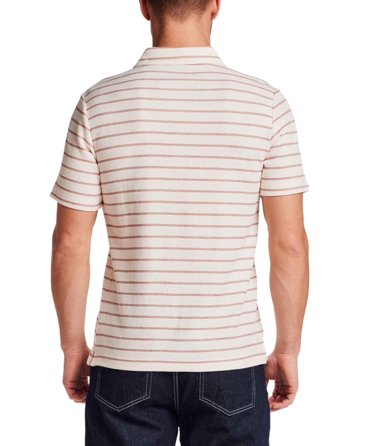 Мужское поло Weatherproof Vintage Short-Sleeve Terry Striped Polo Shirt, цвет: Малиновый — фото 4