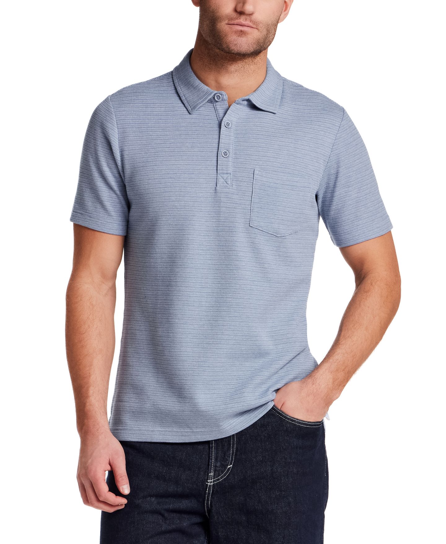 Мужское поло Weatherproof Vintage Short-Sleeve Waffle Polo Shirt, цвет: Синий — фото 1