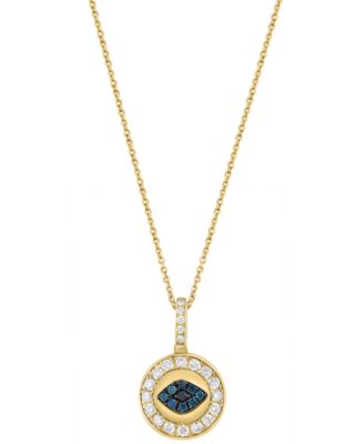 Multi Diamond (1/4 ct. t.w.) Pendant Necklace in 14k Yellow Gold