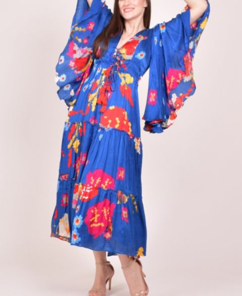 Женское платье RAAS Blue Angel Sleeves Ruffle Maxi Sundress