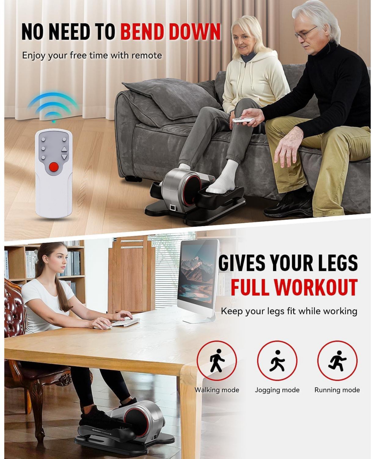 Harison Under Desk Elliptical with Lcd Display, 12-Level Speed Leg Exerciser (Hrm-E305)