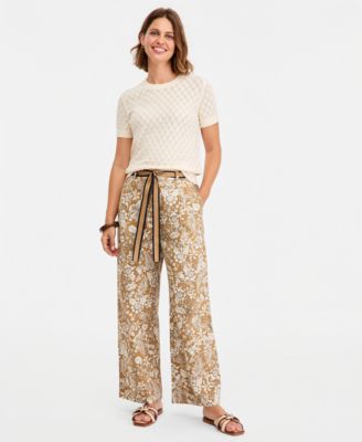 Women's Printed Wide-Leg Chino Pants