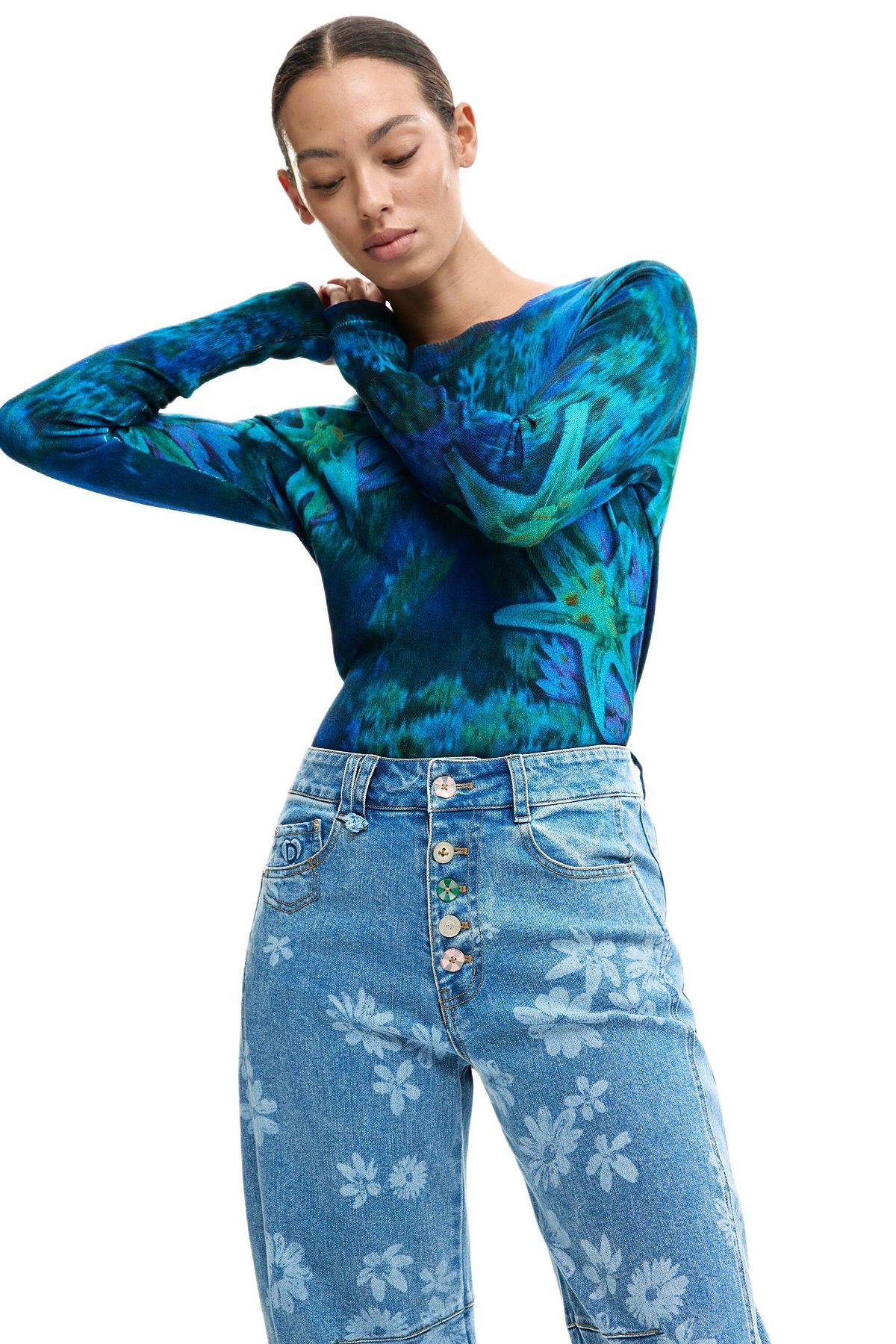 Desigual Women's Floral jeans view 3 — MAYCSS fashion products