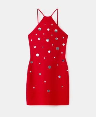 MANGO - Halter-neck knitted dress red - 2