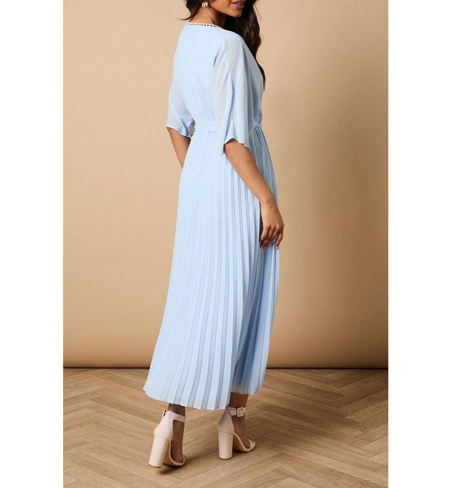 Женское платье Oasis Occasion Pleated Midi, цвет: Синий — фото 7