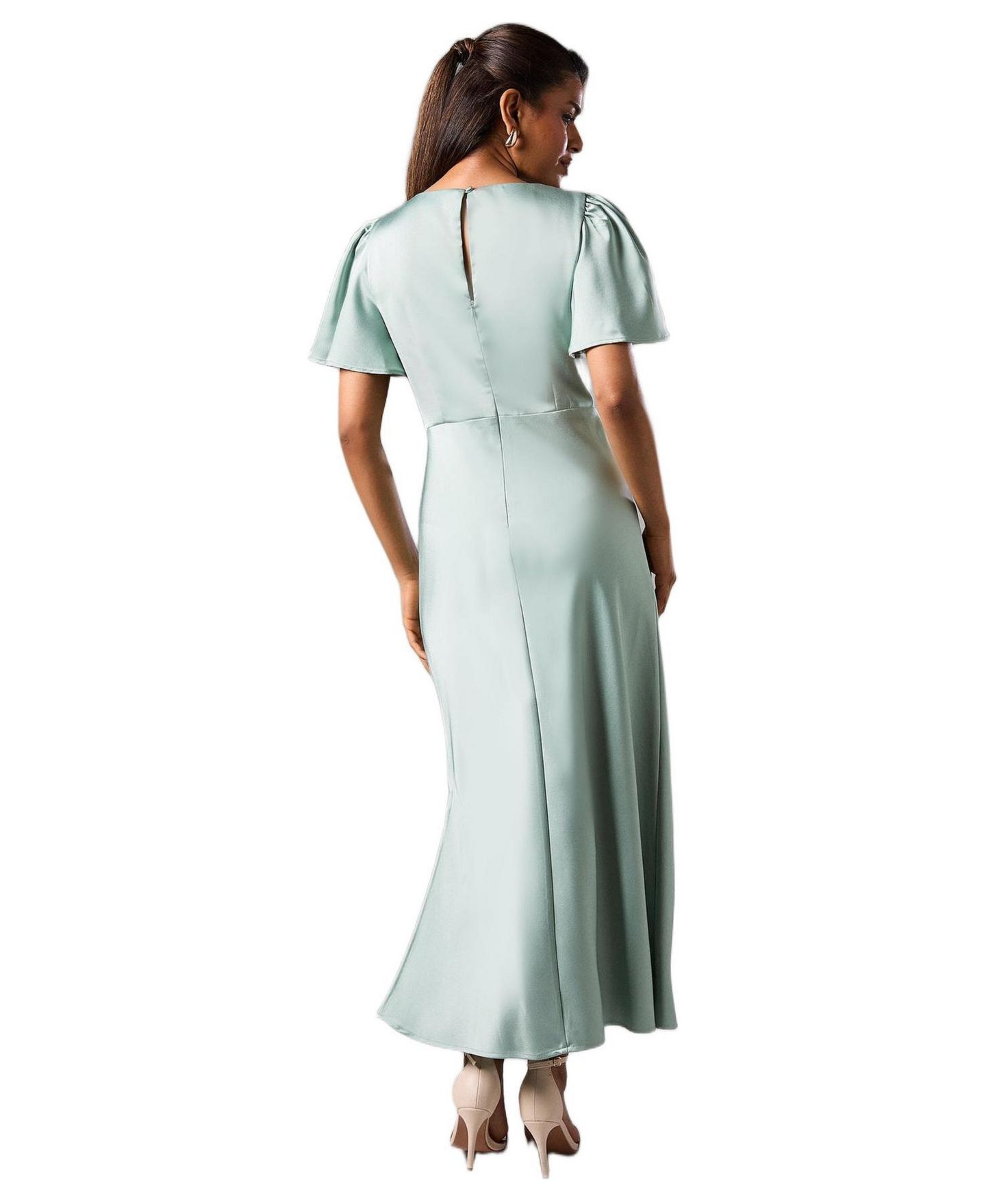 Женское платье Oasis Angel Sleeve Midi Bridesmaid, цвет: Шалфейный — фото 2