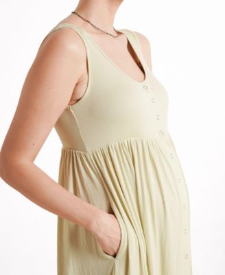 Maternity NOM Ribbed Modal Henley Nursing Dress