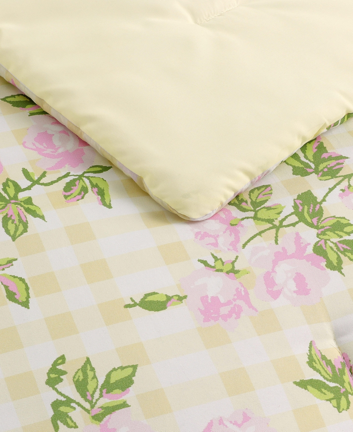 Betsey Johnson Gingham Rose Microfiber 4-Piece Comforter Set, Twin/Twin Xl