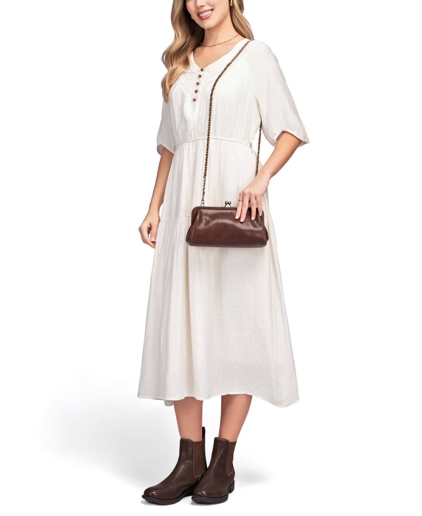 Женская сумка OLD TREND Iris Small Crossbody Handbag, цвет: Каштановый коричневый — фото 3