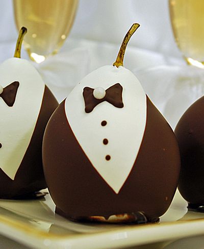 Golden Edibles® 6-Pc. Groom Belgian Chocolate Covered Pears