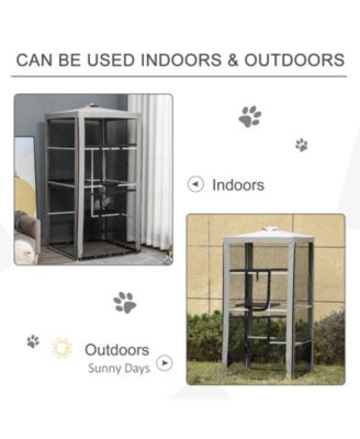 Large Indoor/Outdoor Cat House Playpen with 3 Platforms Door